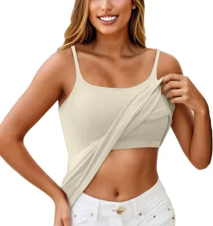 HTHLVMD Cotton Shelf Bra Camisoles Ladies Kawaii Summer Off The Shoulder Tank Tops Coloured Soft Slims Camisole
