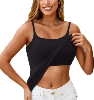 HTHLVMD Cotton Shelf Bra Camisoles Ladies Kawaii Summer Off The Shoulder Tank Tops Coloured Soft Slims Camisole