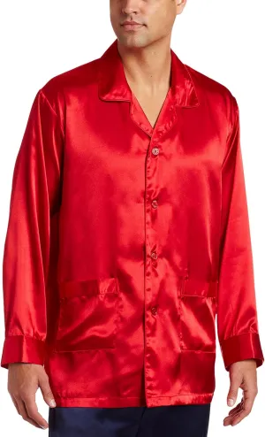Intimo Men's Satin Pajama Sleep Top with Pockets