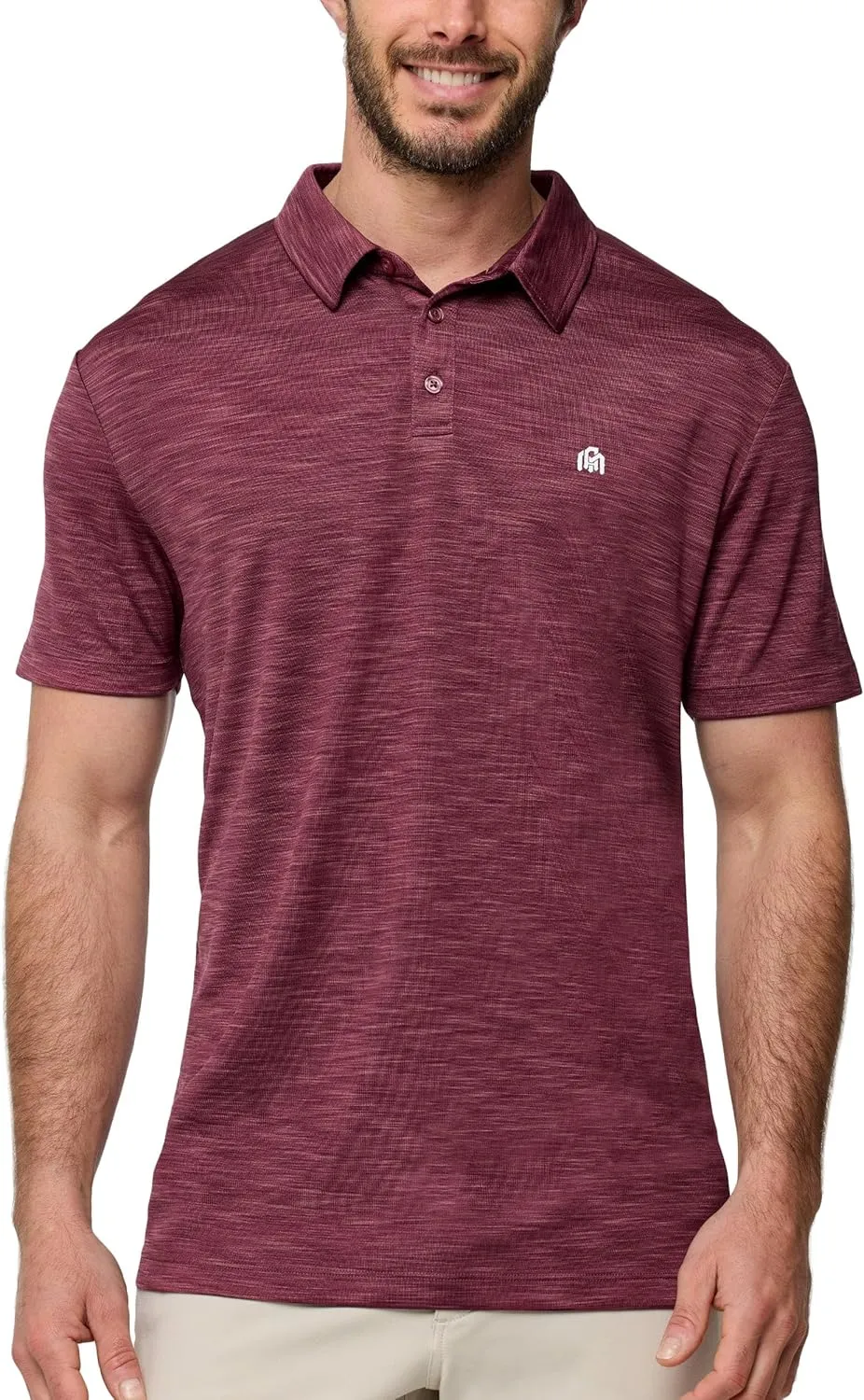 INTO THE AM Performance Dri Fit Polo Shirts for Men S-4XL - Quick Dry Moisture Wicking Athletic Sport Collar Work Shirts