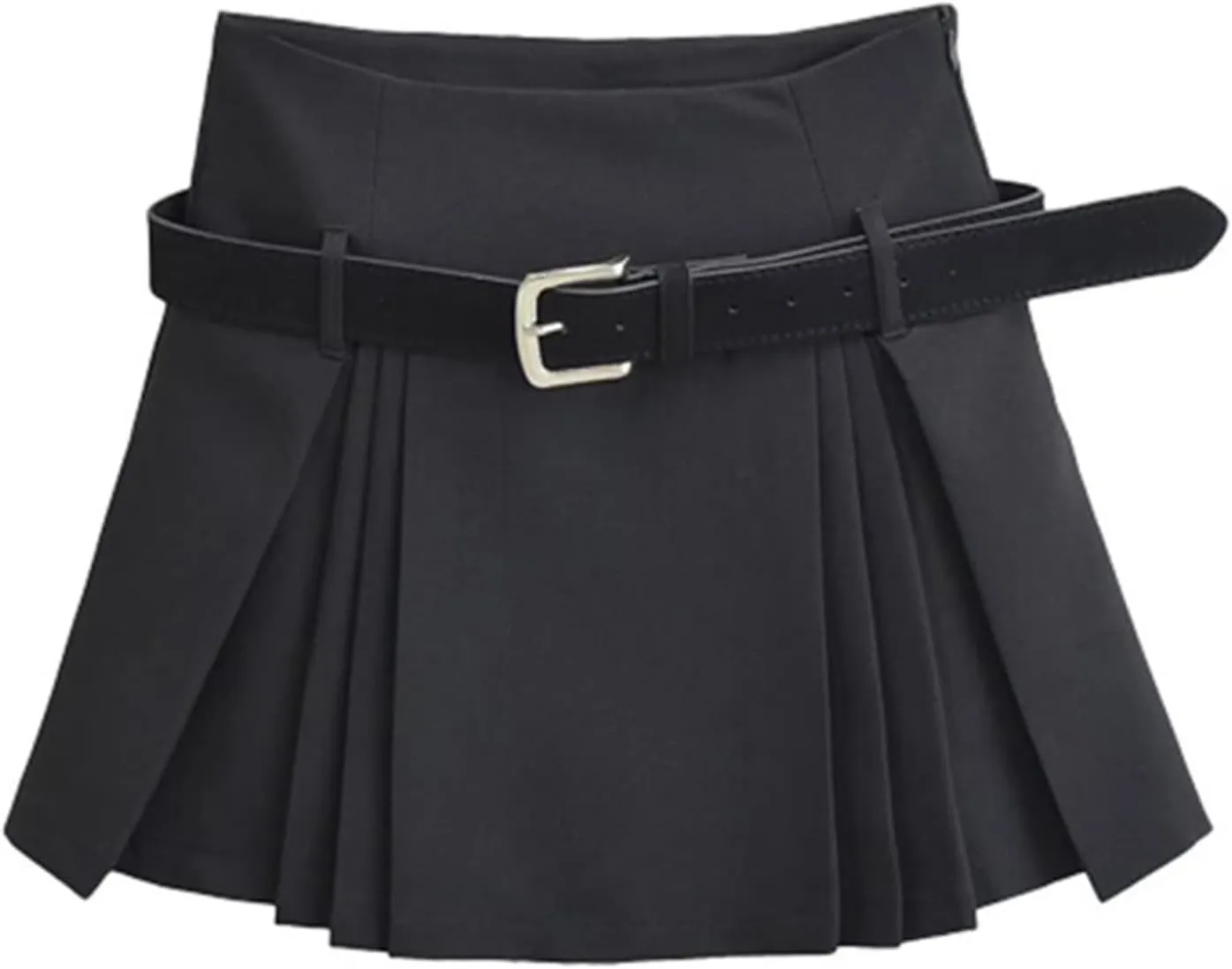 Joe Wenko Women's Pleated A-Line Uniform Belted Mini Skirt