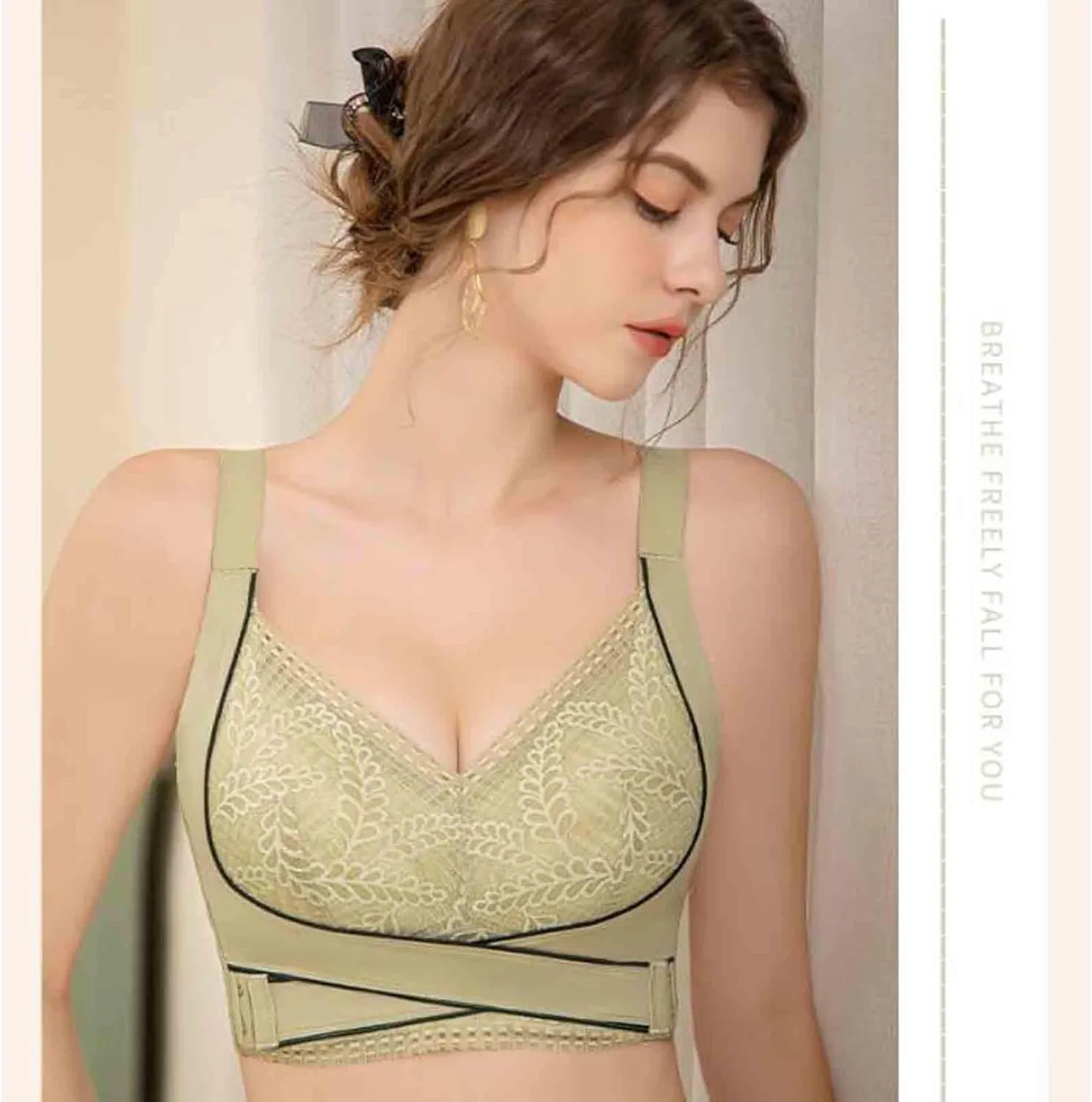 Kendally Bra, Kendally Comfy Corset Bra Front Cross Side Buckle Lace Bras Wireless Slim and Shape Bra for Older Women