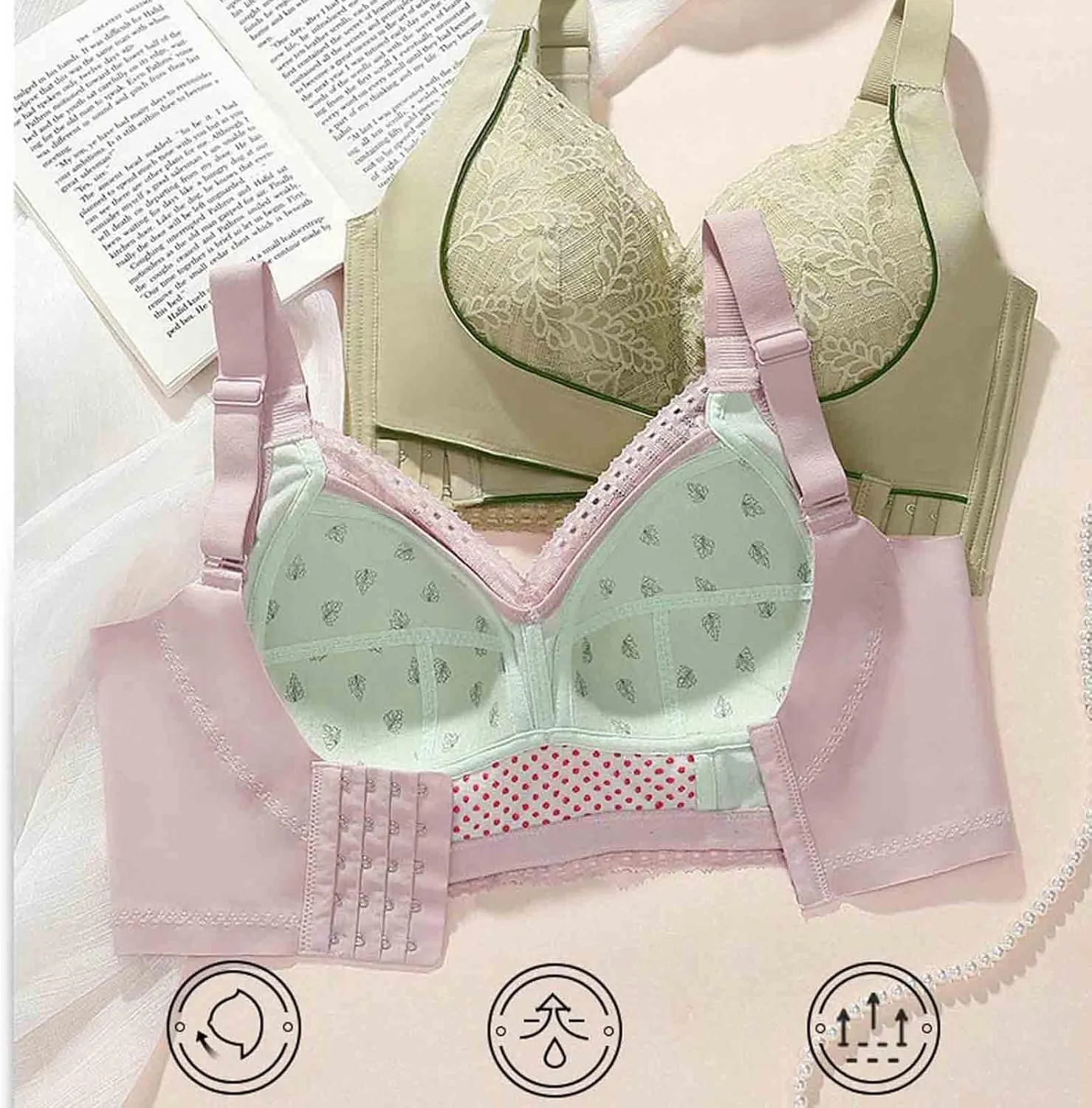Kendally Bra, Kendally Comfy Corset Bra Front Cross Side Buckle Lace Bras Wireless Slim and Shape Bra for Older Women