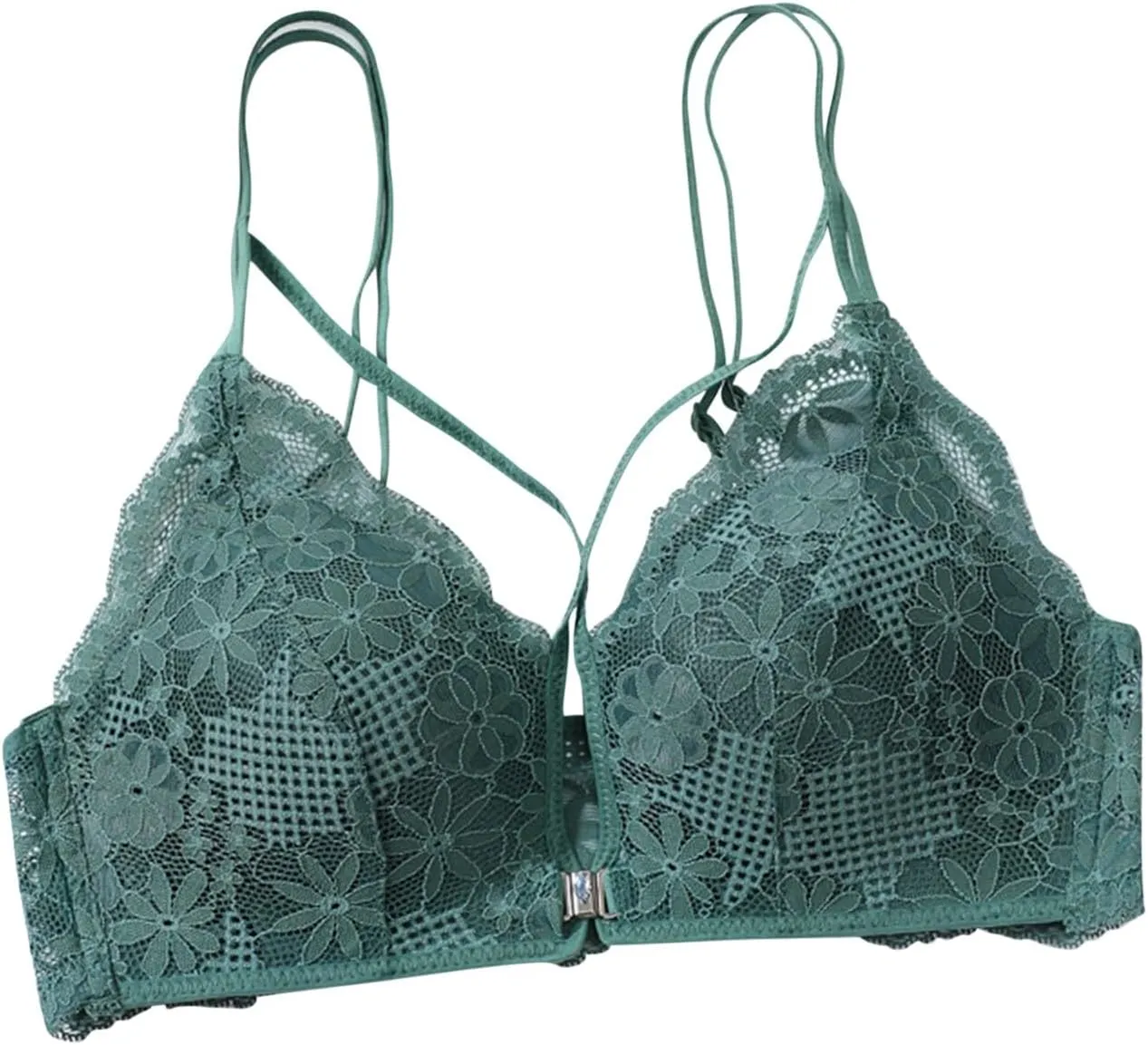 Lace Bras For Women Wireless Cross Over Front Sexy Bra Adjustable Skinny Strap Light Triangle Cups Comfortable Bralette