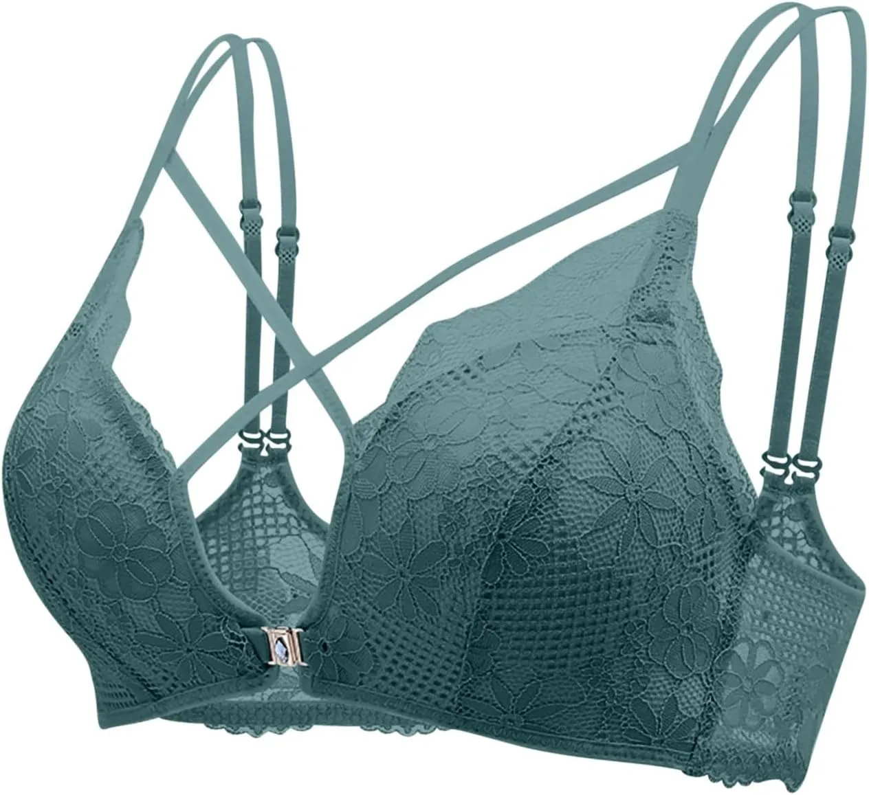 Lace Bras For Women Wireless Cross Over Front Sexy Bra Adjustable Skinny Strap Light Triangle Cups Comfortable Bralette