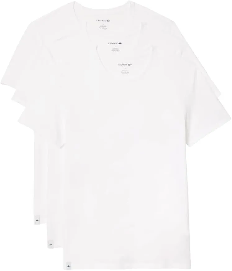 Lacoste Men's 100% Cotton Regular Fit Crew Neck T-Shirt, 3-Pack