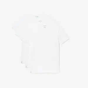Lacoste Men's 100% Cotton Regular Fit V-Neck T-Shirt, 3-Pack