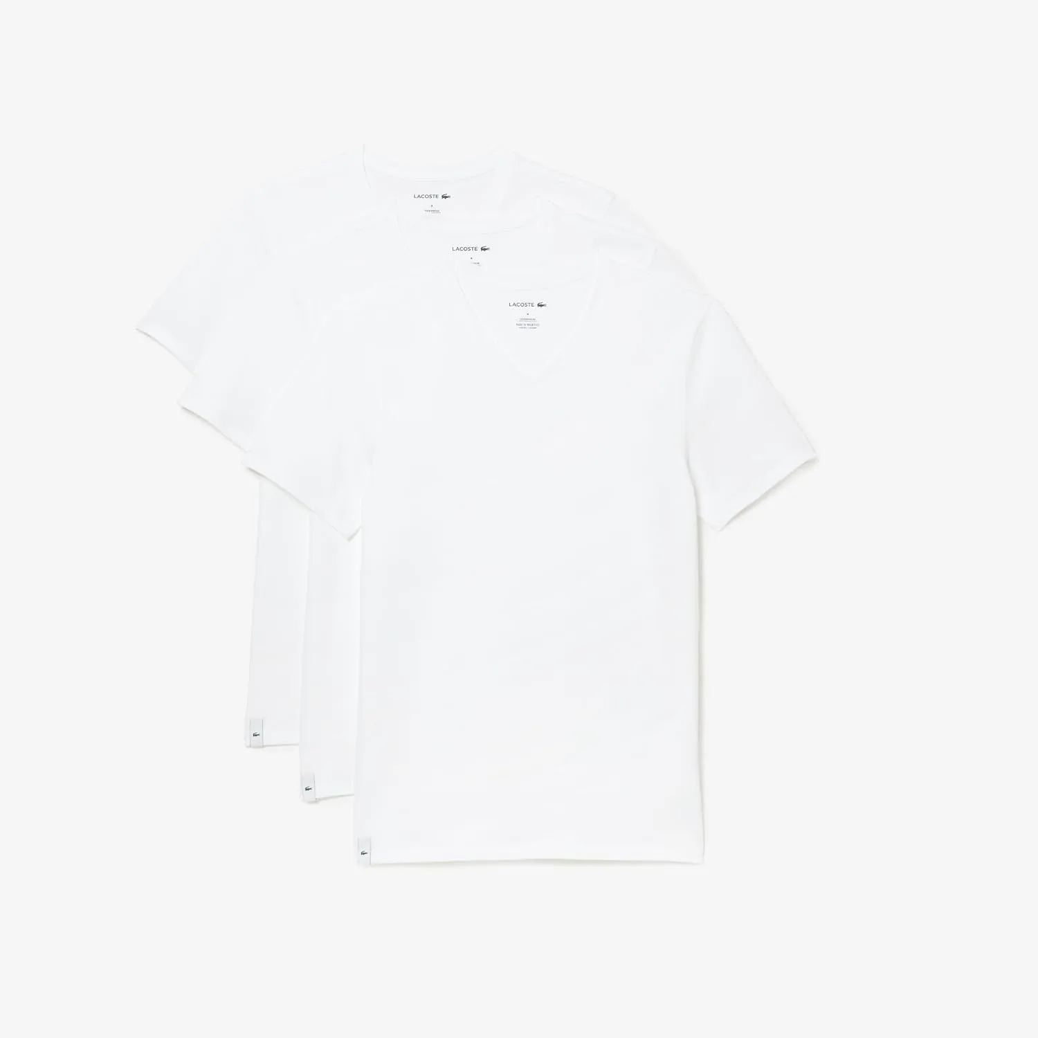 Lacoste Men's 100% Cotton Regular Fit V-Neck T-Shirt, 3-Pack
