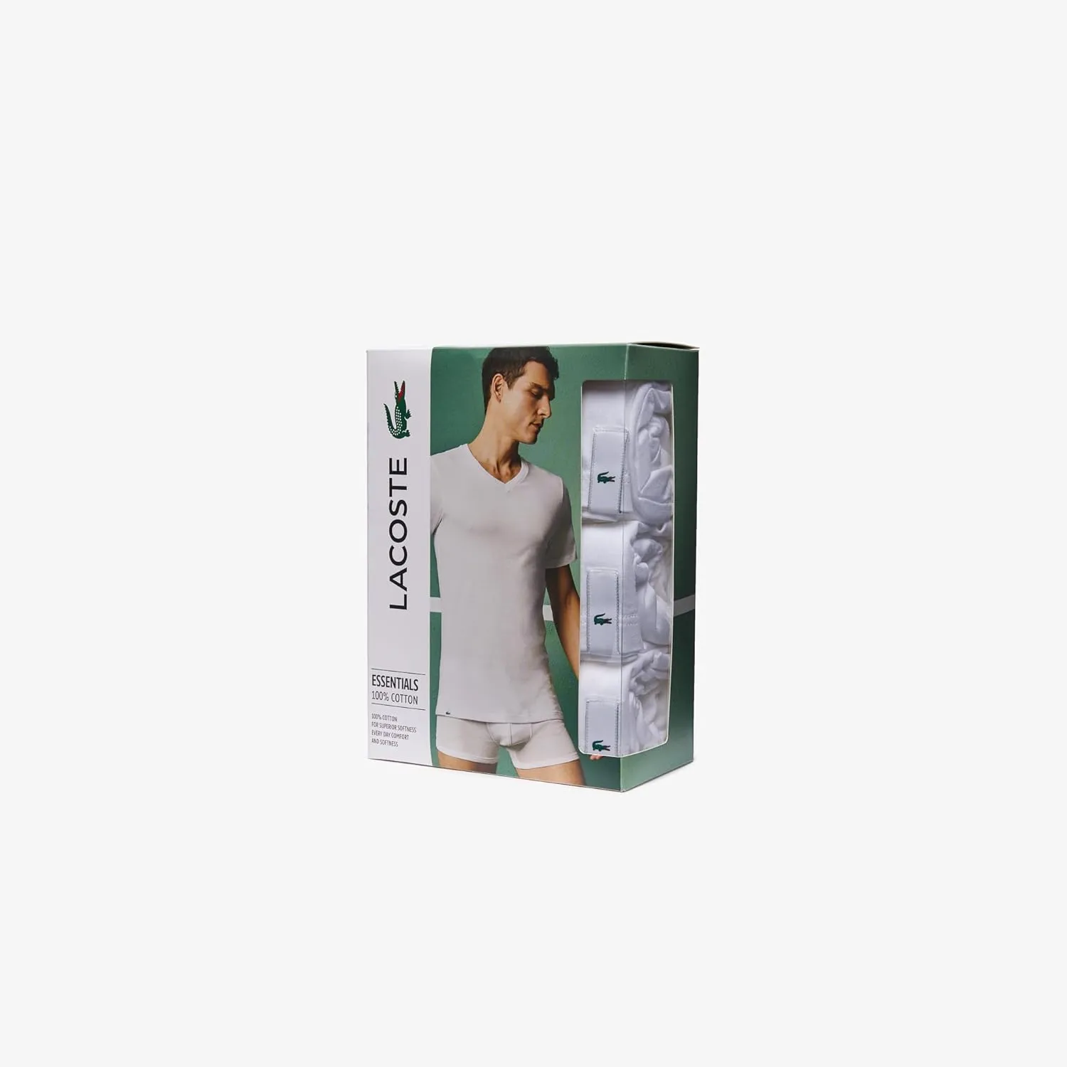 Lacoste Men's 100% Cotton Regular Fit V-Neck T-Shirt, 3-Pack