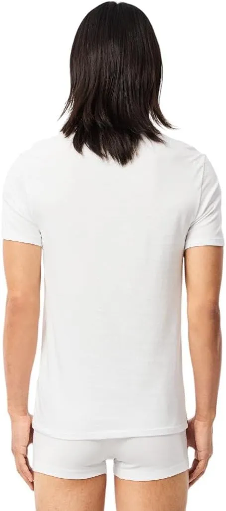 Lacoste Men's 100% Cotton Slim Fit Crew Neck Undershirt, 3-Pack