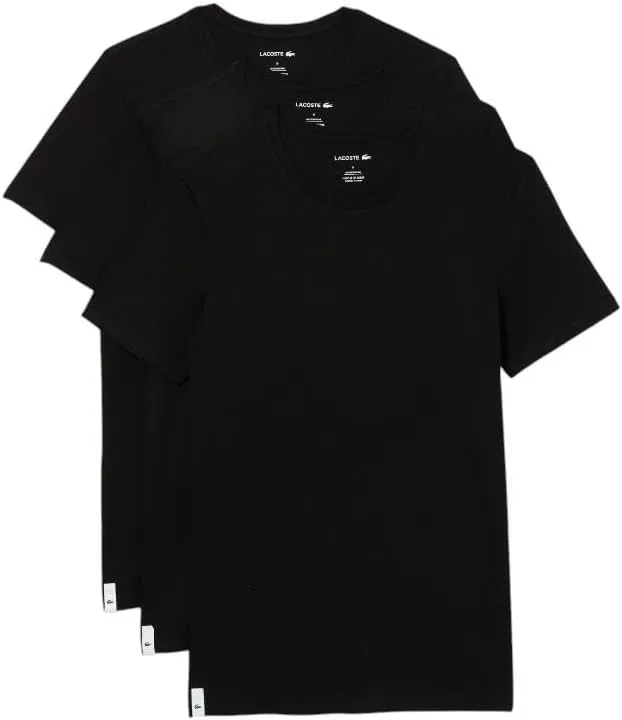 Lacoste Men's 100% Cotton Slim Fit Crew Neck Undershirt, 3-Pack