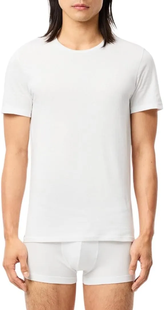 Lacoste Men's 100% Cotton Slim Fit Crew Neck Undershirt, 3-Pack