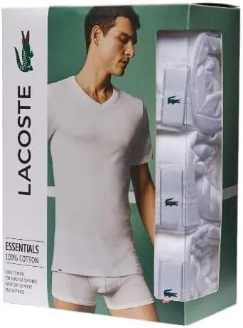 Lacoste Men's 100% Cotton Slim Fit V-Neck T-Shirt, 3-Pack
