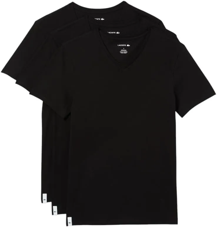 Lacoste Men's 100% Cotton Slim Fit V-Neck T-Shirt, 3-Pack