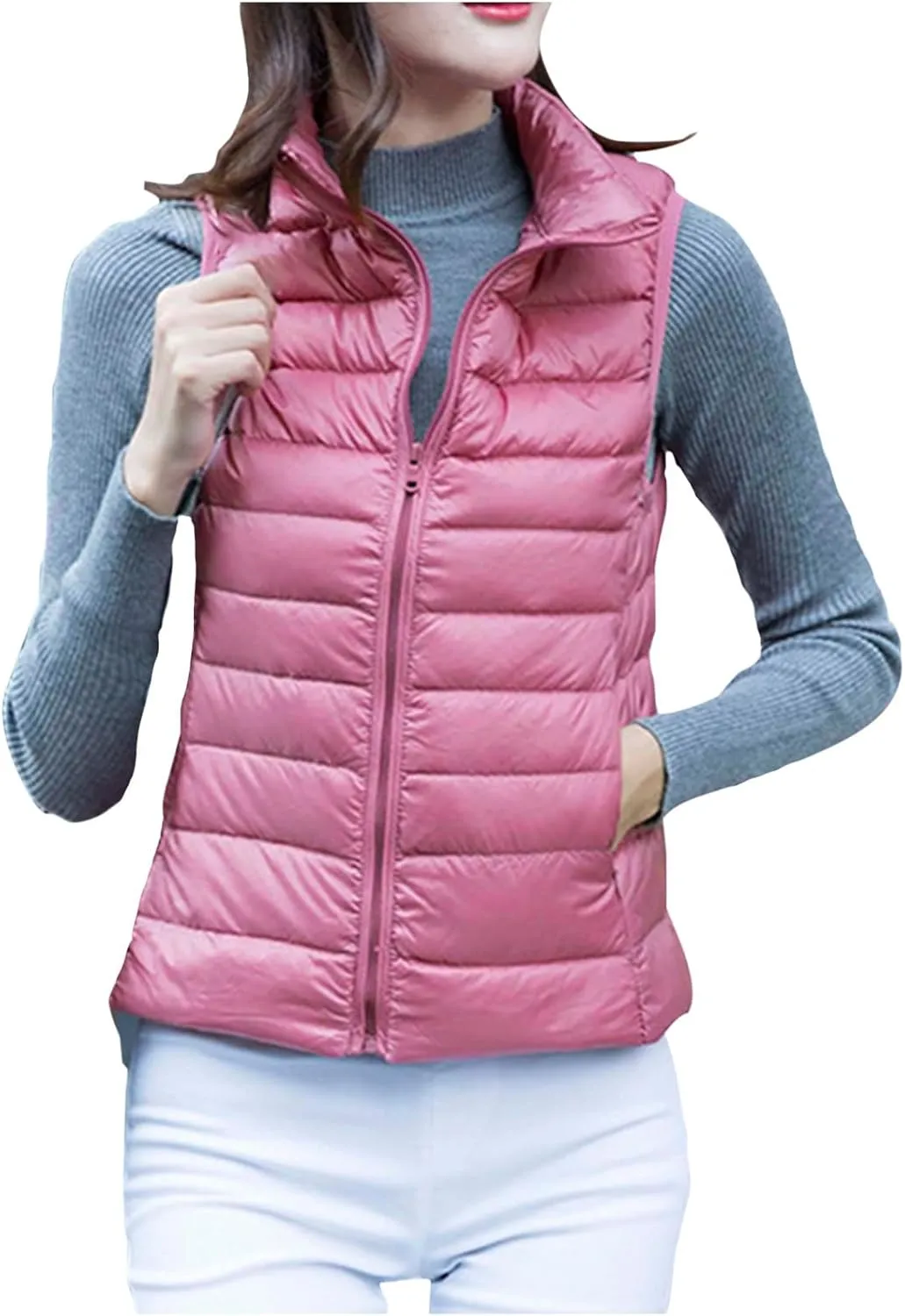 Light Weight Down Jacket for Women Packable Soft Full Zip Puffer Jacket with Hood Winter Autumn Coats Jackets Women