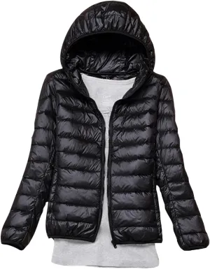 Light Weight Down Jacket for Women Packable Soft Full Zip Puffer Jacket with Hood Winter Autumn Coats Jackets Women