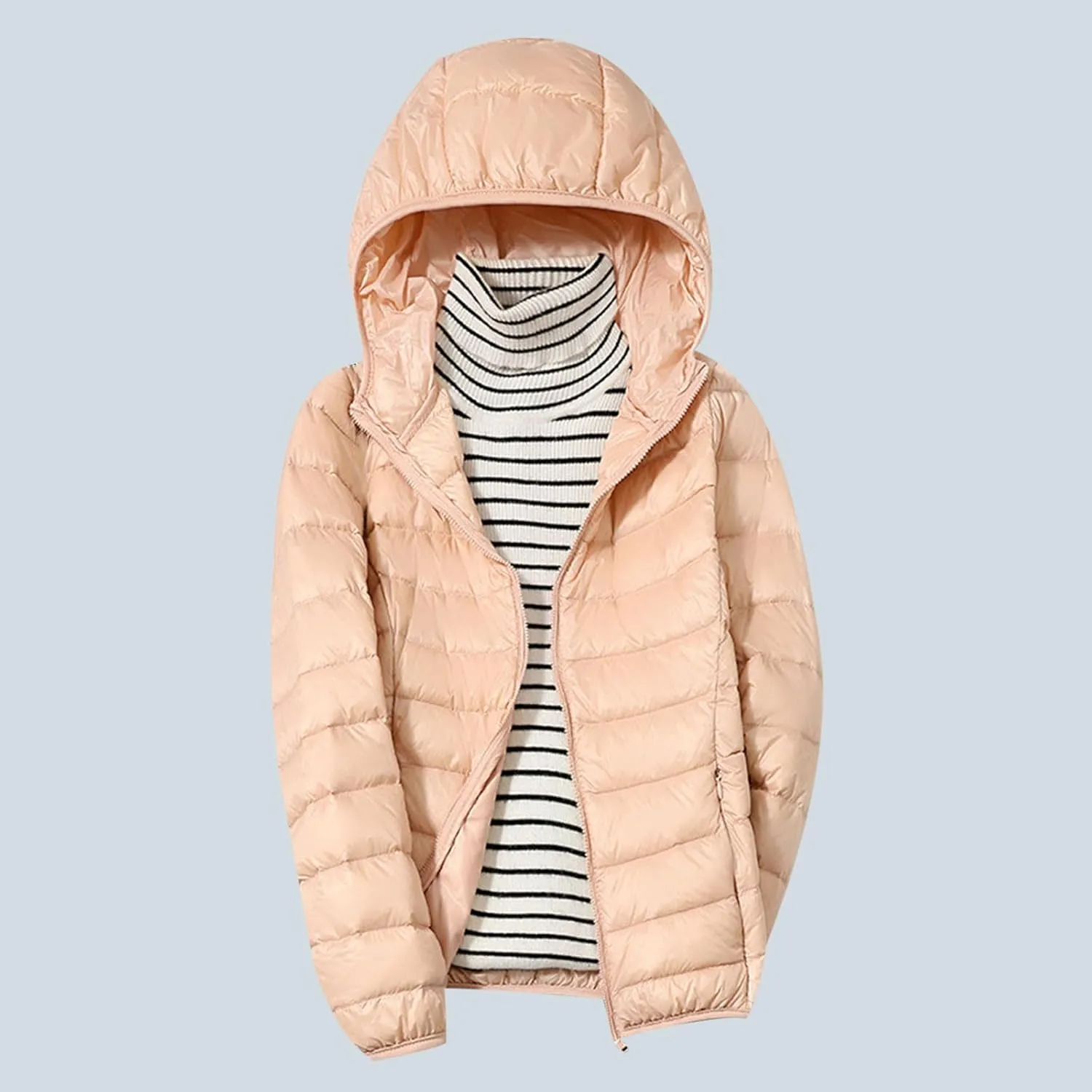 Light Weight Down Jacket for Women Packable Soft Full Zip Puffer Jacket with Hood Winter Autumn Coats Jackets Women