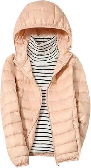 Light Weight Down Jacket for Women Packable Soft Full Zip Puffer Jacket with Hood Winter Autumn Coats Jackets Women