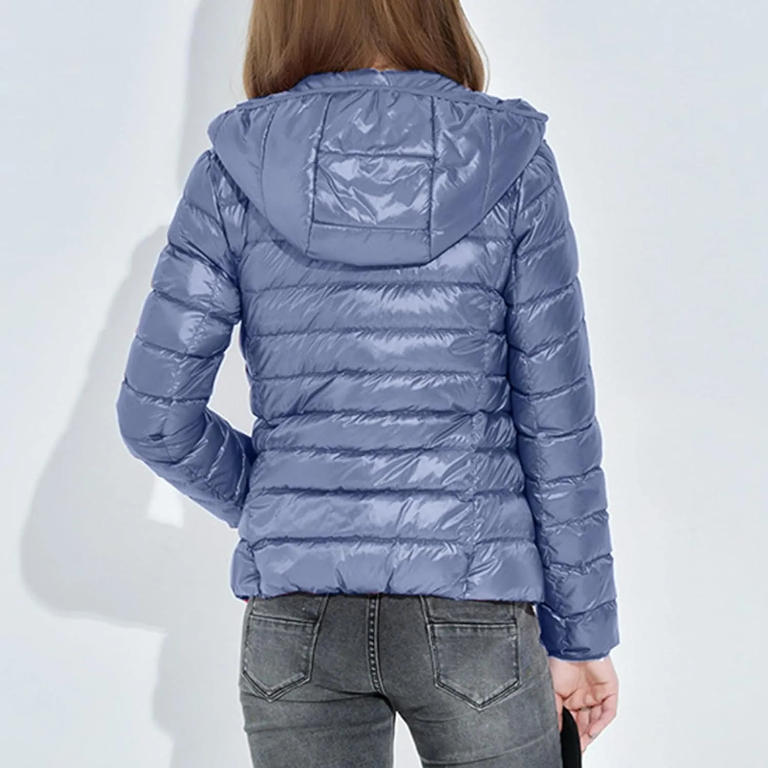Light Weight Down Jacket for Women Packable Soft Full Zip Puffer Jacket with Hood Winter Autumn Coats Jackets Women