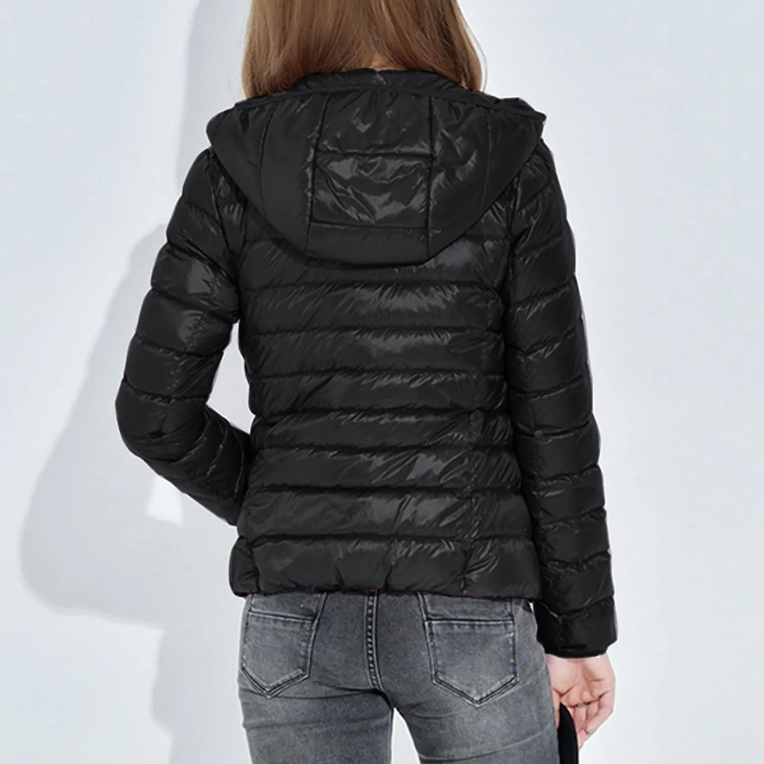 Light Weight Down Jacket for Women Packable Soft Full Zip Puffer Jacket with Hood Winter Autumn Coats Jackets Women