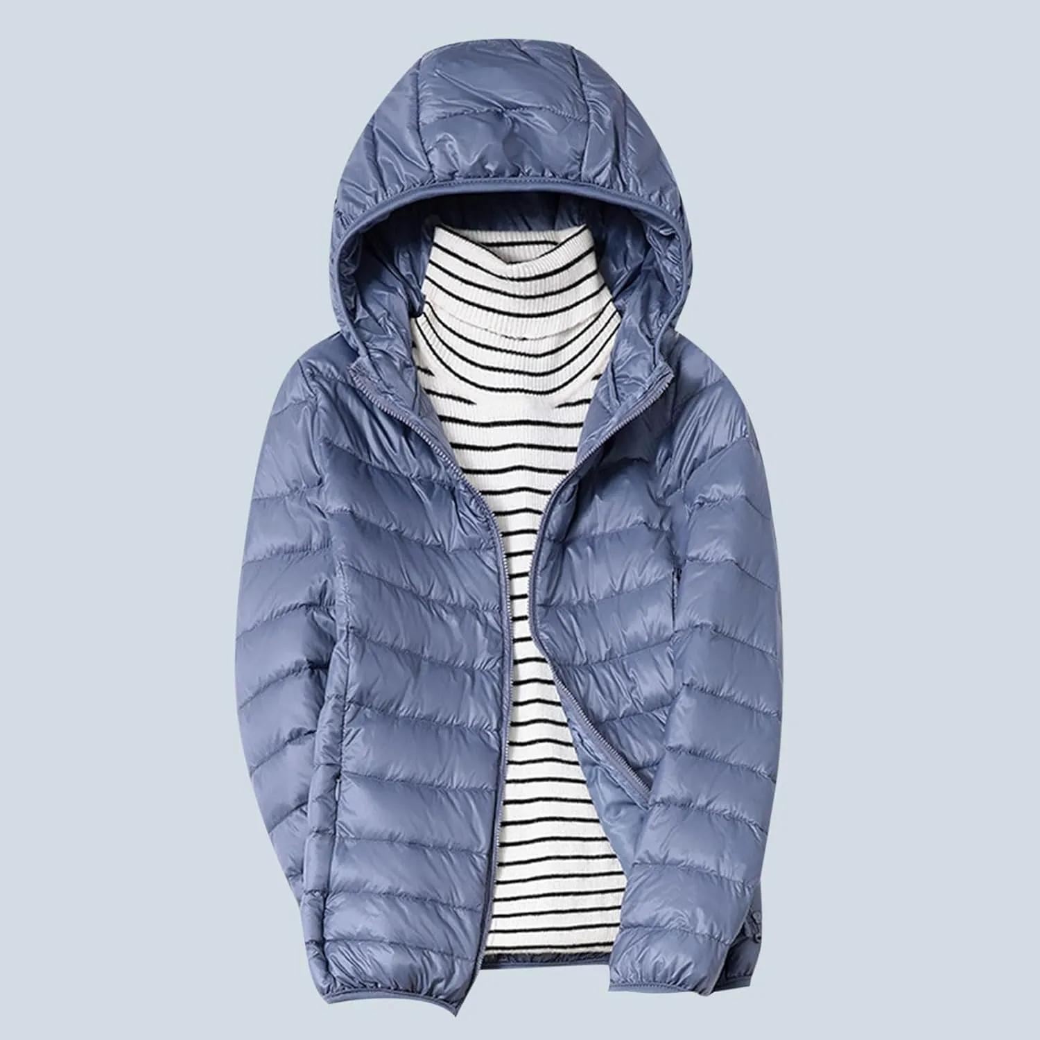 Light Weight Down Jacket for Women Packable Soft Full Zip Puffer Jacket with Hood Winter Autumn Coats Jackets Women
