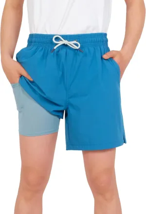 LOKTARC Boys Swim Trunks with Compression Liner Vibrant Color Swim Shorts Kids Quick Dry Bathing Suit