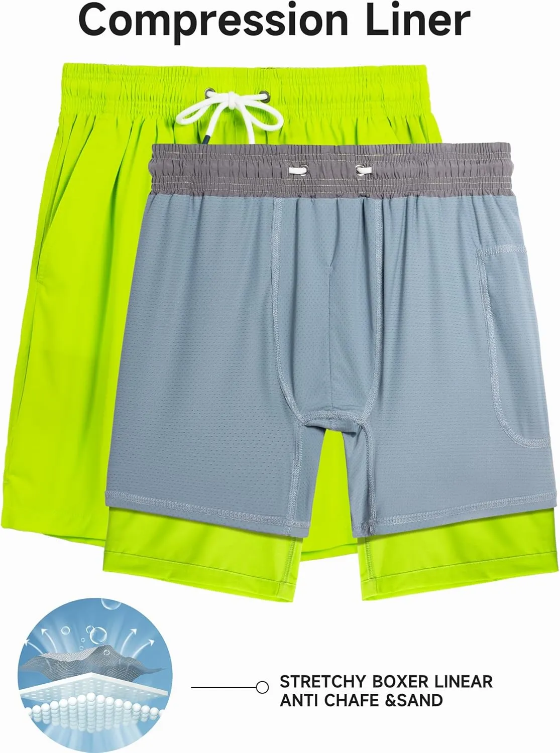 LOKTARC Boys Swim Trunks with Compression Liner Vibrant Color Swim Shorts Kids Quick Dry Bathing Suit