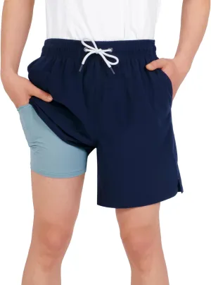 LOKTARC Boys Swim Trunks with Compression Liner Vibrant Color Swim Shorts Kids Quick Dry Bathing Suit