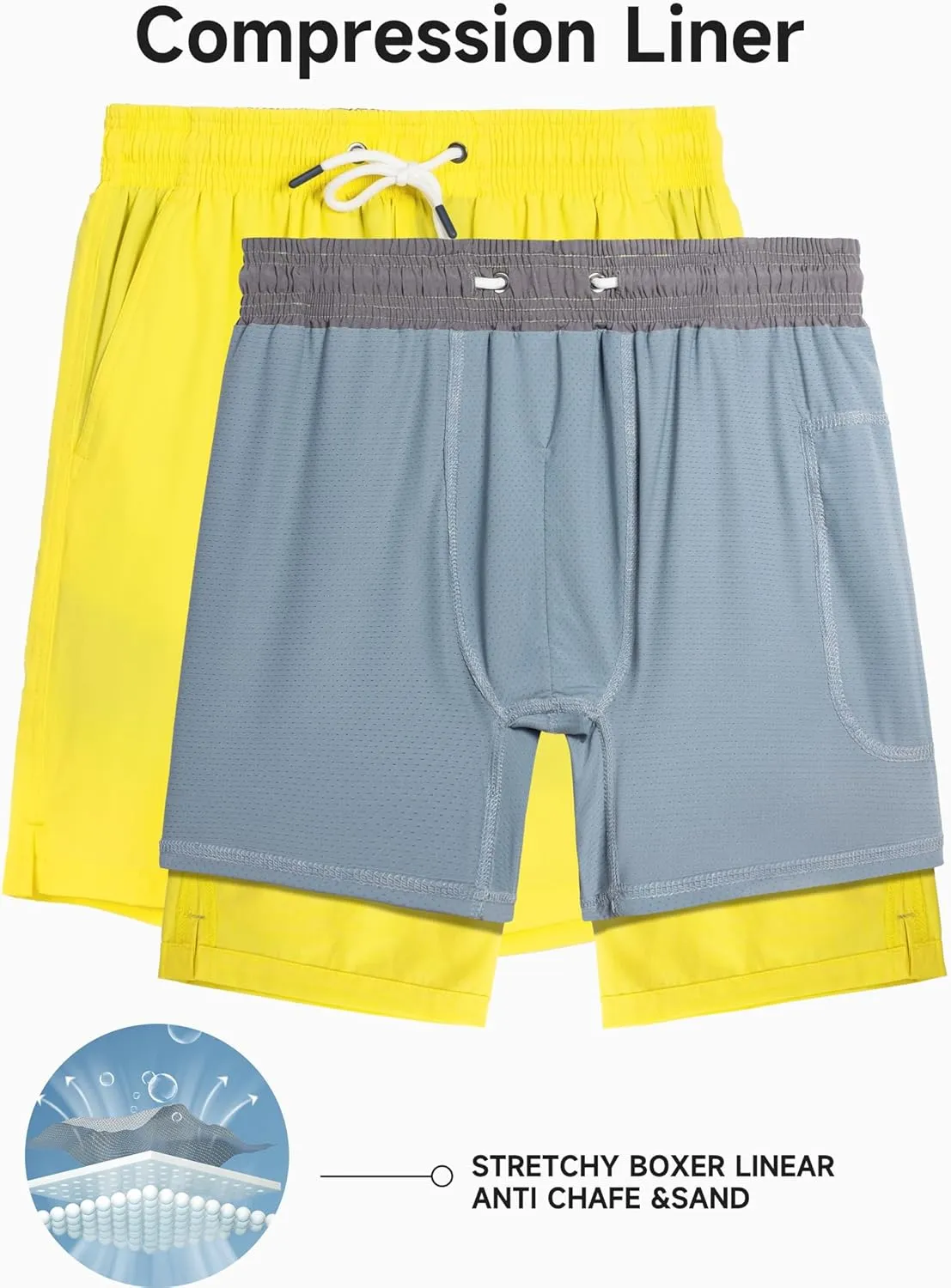 LOKTARC Boys Swim Trunks with Compression Liner Vibrant Color Swim Shorts Kids Quick Dry Bathing Suit