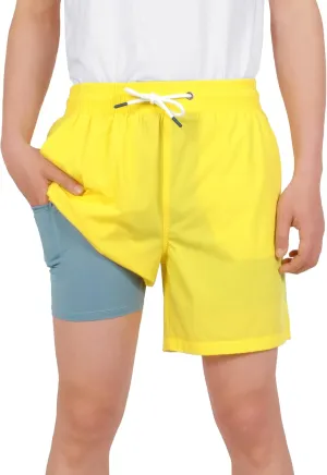 LOKTARC Boys Swim Trunks with Compression Liner Vibrant Color Swim Shorts Kids Quick Dry Bathing Suit