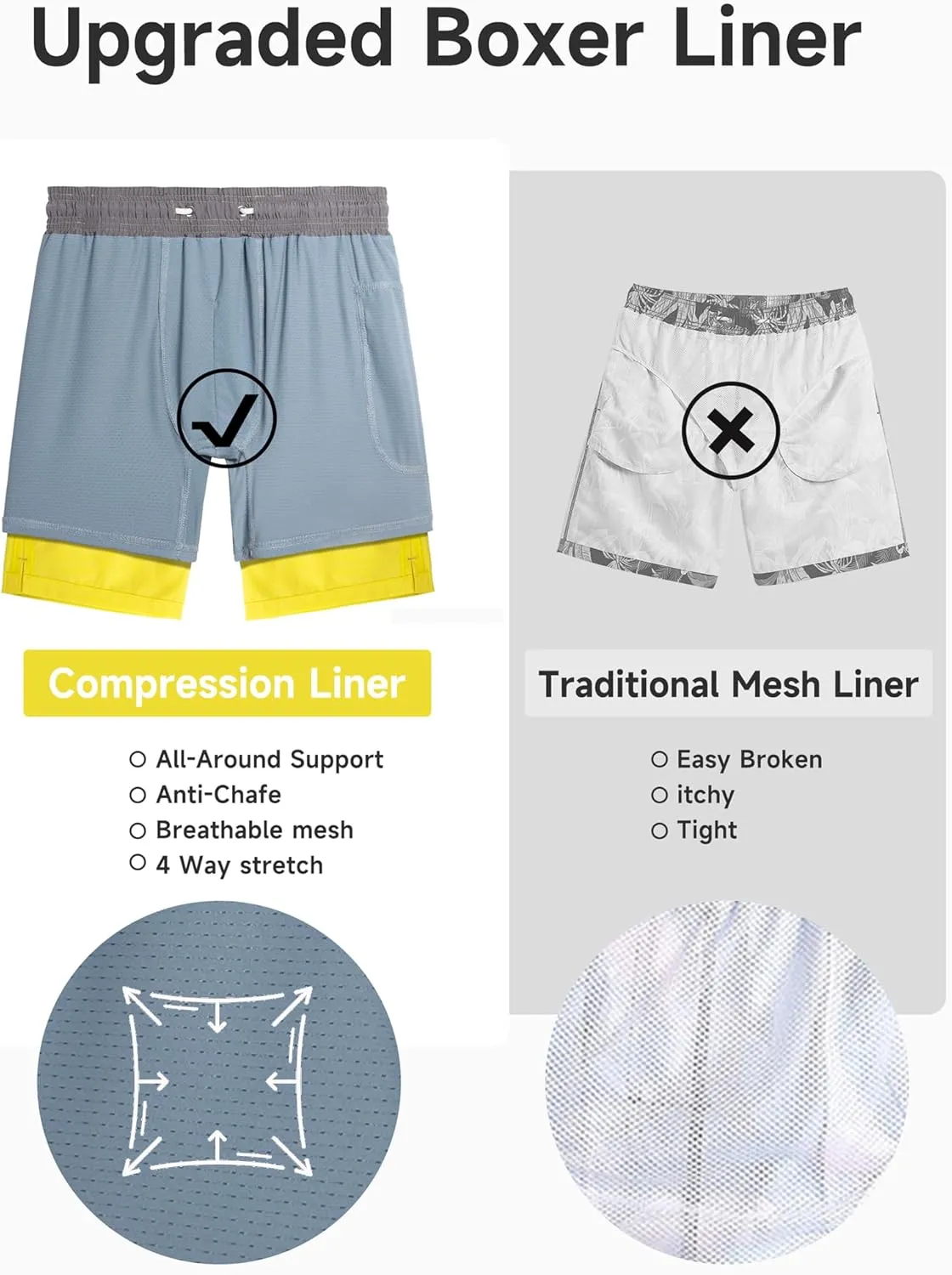 LOKTARC Boys Swim Trunks with Compression Liner Vibrant Color Swim Shorts Kids Quick Dry Bathing Suit