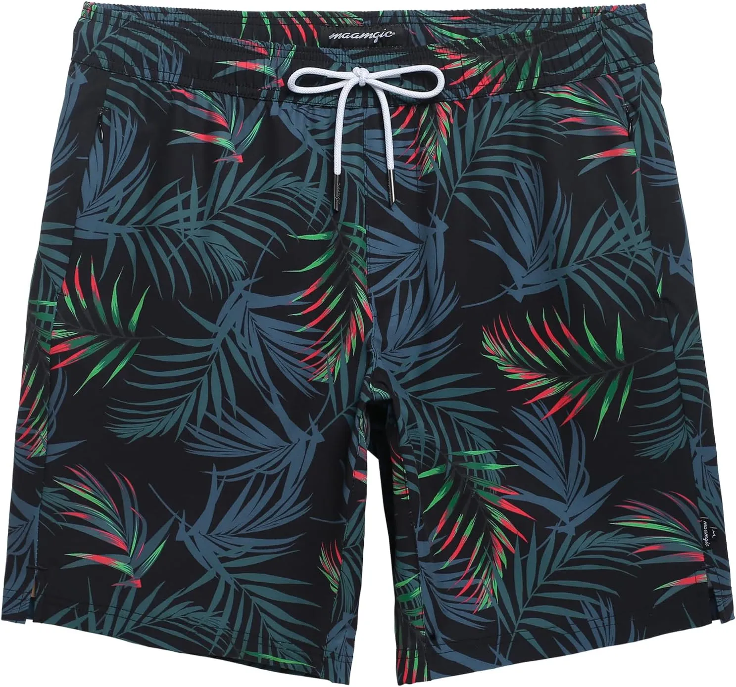 maamgic Mens Swim Trunks 9 Inch with Mesh Lining Bathing Suit Stretch Board Shorts with Zip Pockets for Swimming Shark