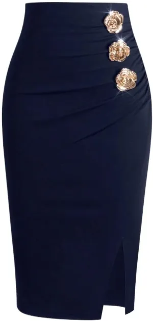 Maxi Skirts for Women Front Slit Elegant Slim Fit Skirt