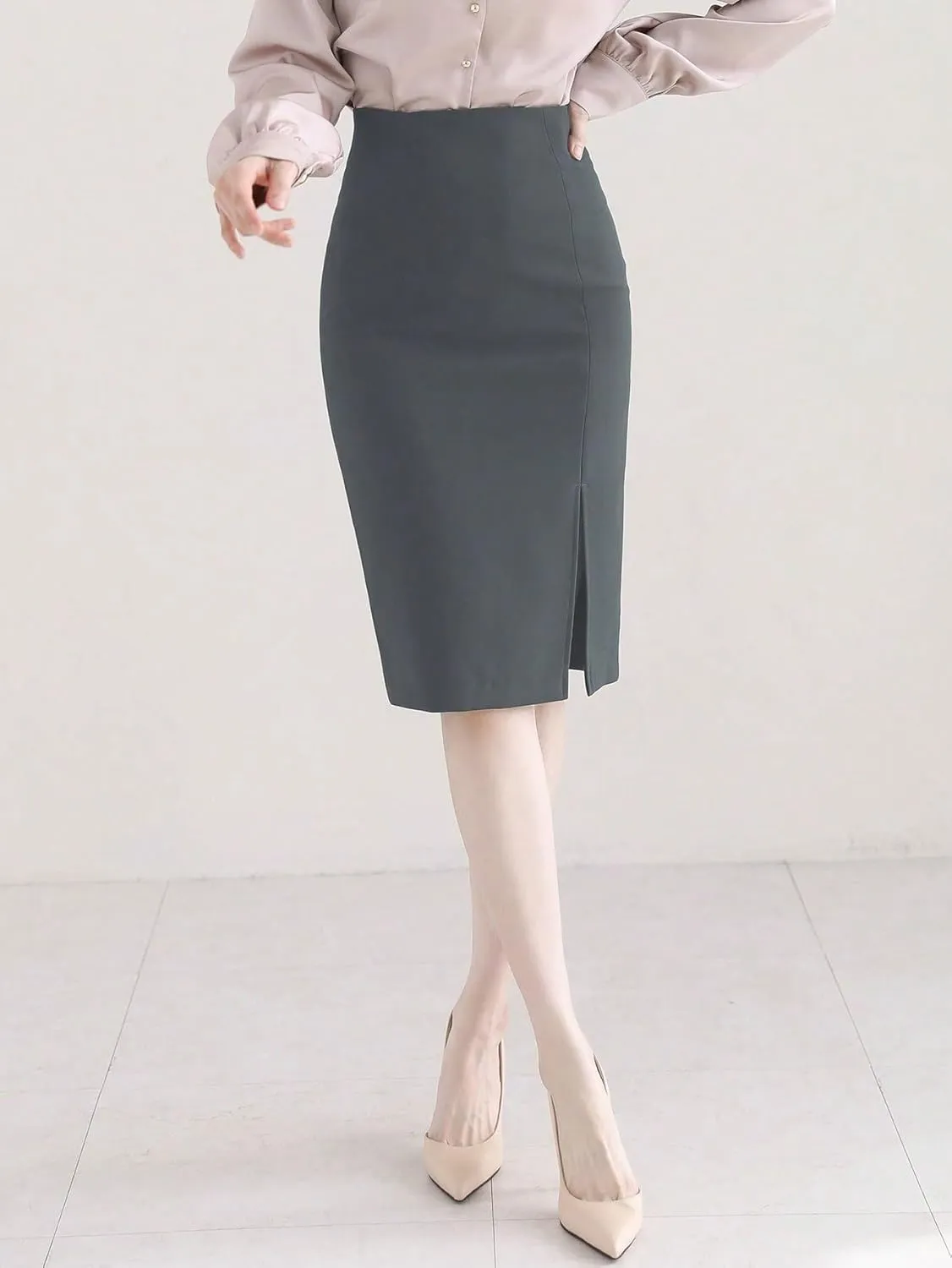 Maxi Skirts for Women Solid Color Elegant Side Slit Skirt Summer