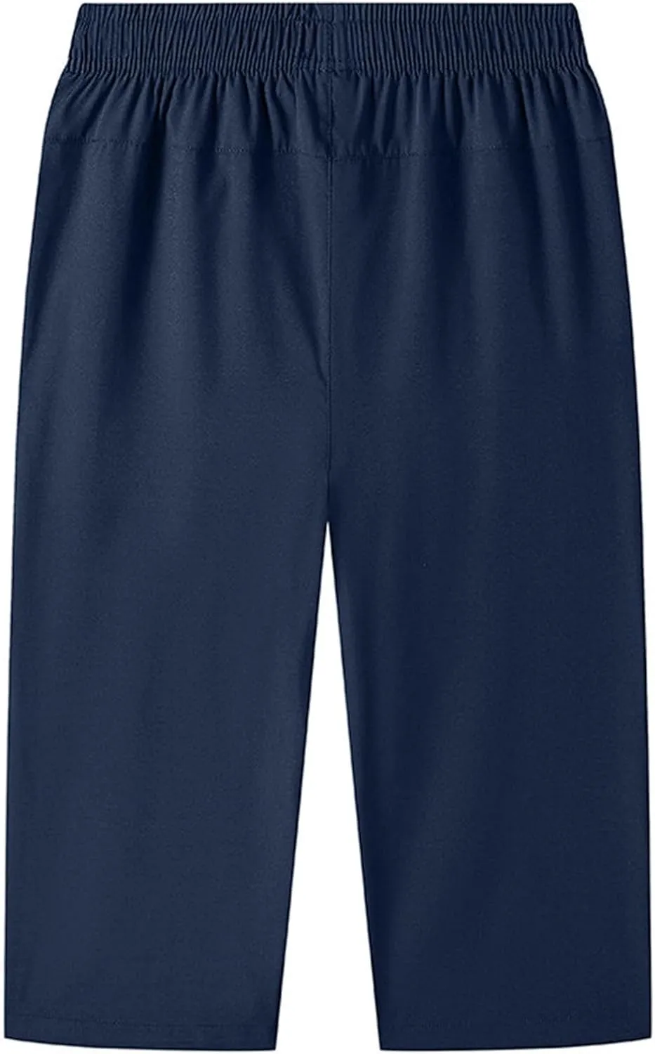 Men Big and Tall Capri Pants 3/4 Below Knee Long Shorts Elastic Waist Jogging Gym Beach Cropped Pants with Pockets
