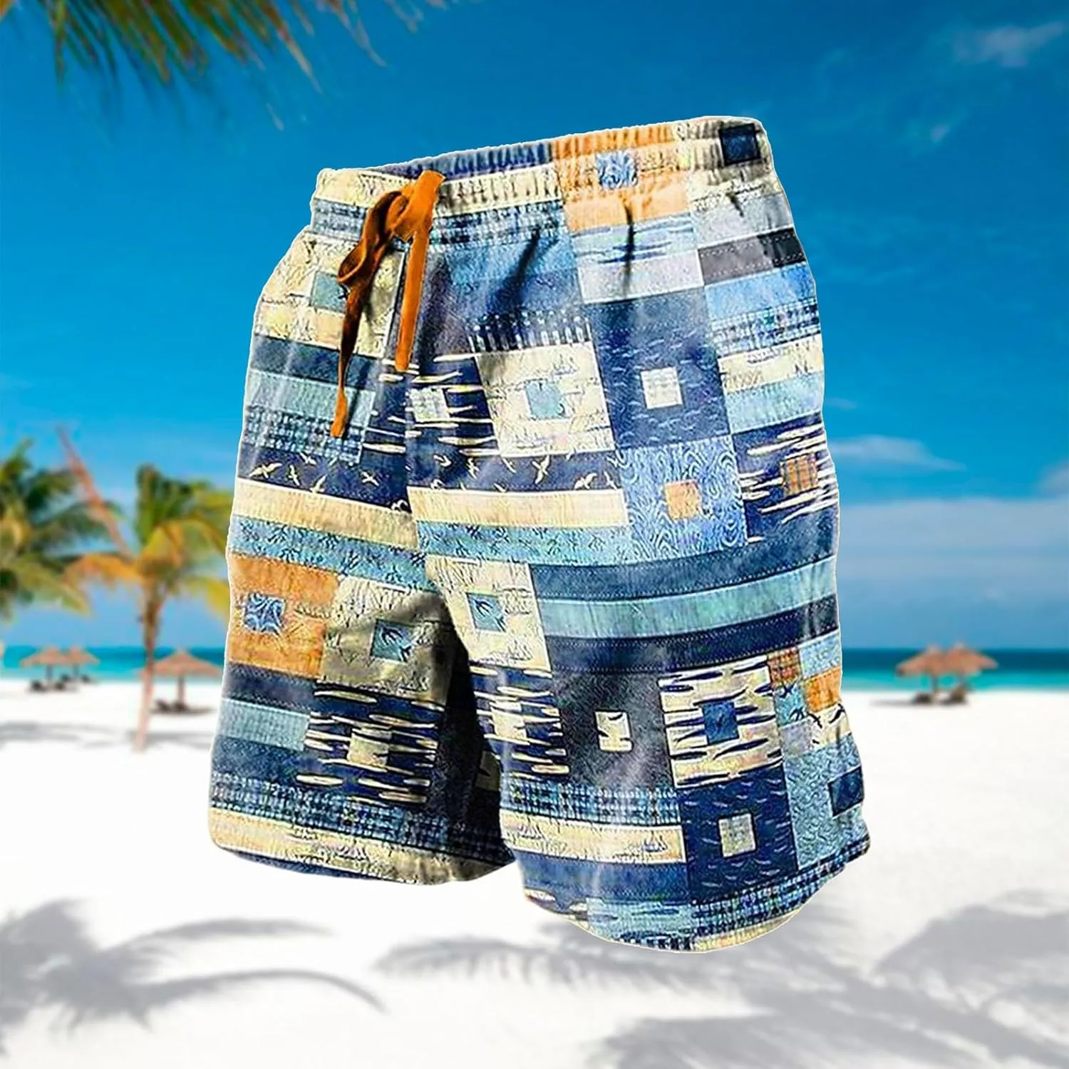 Men Swim Trunks Simple Beach Beach Solid Color Sports Fitness Leisure Pants Quick Dry Board Shorts with Mesh Lining