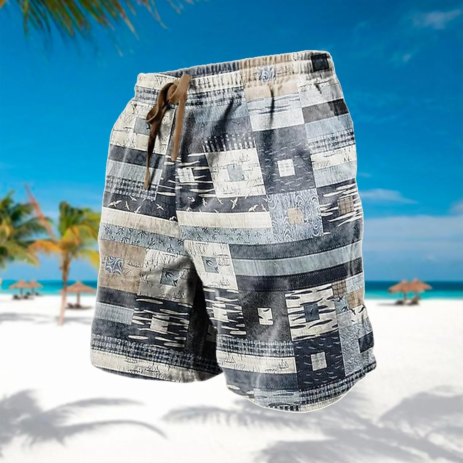 Men Swim Trunks Simple Beach Beach Solid Color Sports Fitness Leisure Pants Quick Dry Board Shorts with Mesh Lining