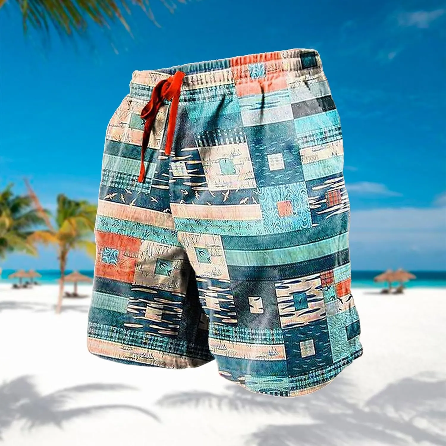 Men Swim Trunks Simple Beach Beach Solid Color Sports Fitness Leisure Pants Quick Dry Board Shorts with Mesh Lining