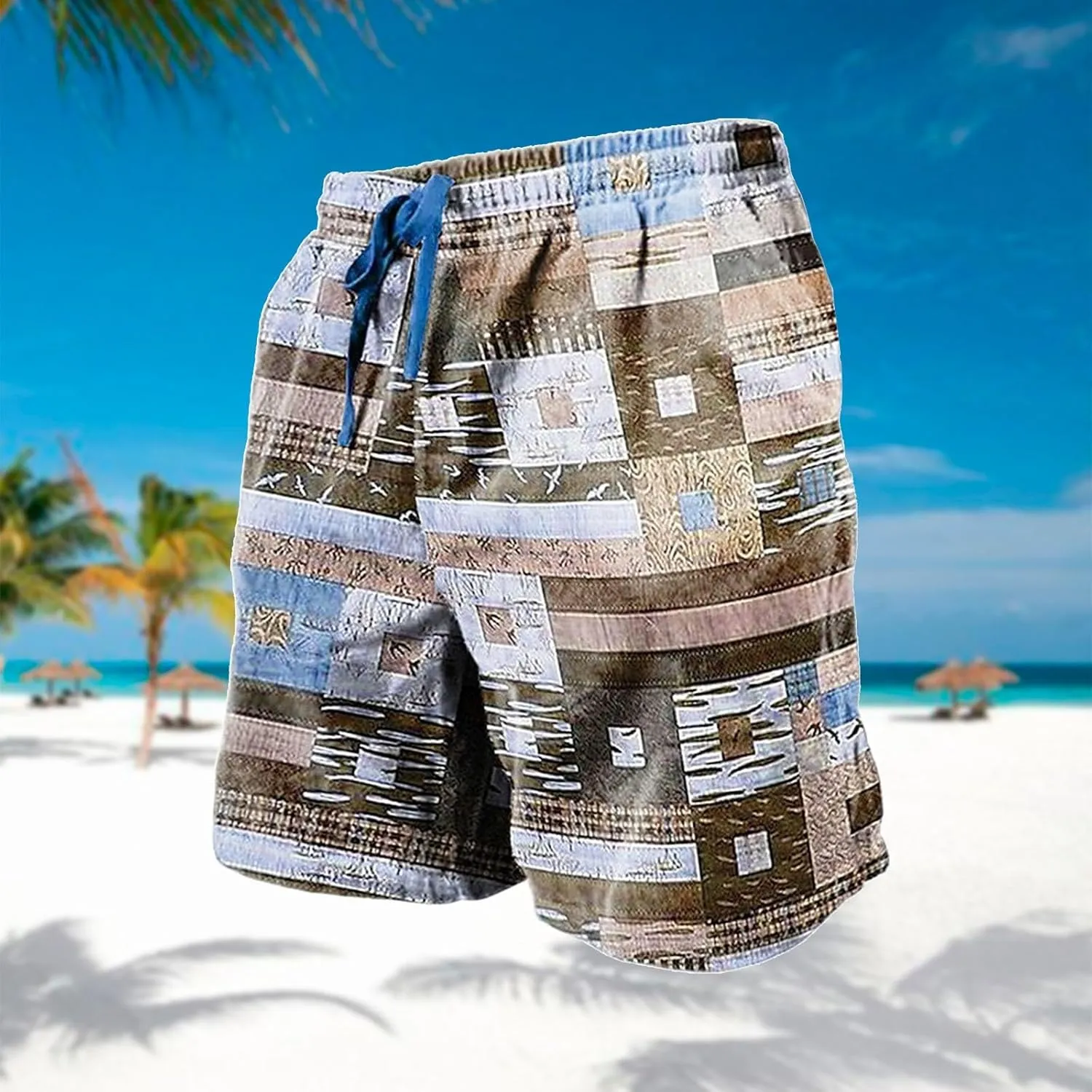Men Swim Trunks Simple Beach Beach Solid Color Sports Fitness Leisure Pants Quick Dry Board Shorts with Mesh Lining