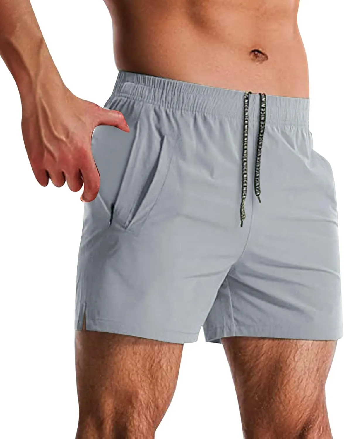 Men Swim Trunks Simple Beach Beach Solid Color Sports Fitness Leisure Pants Quick Dry Board Shorts with Mesh Lining