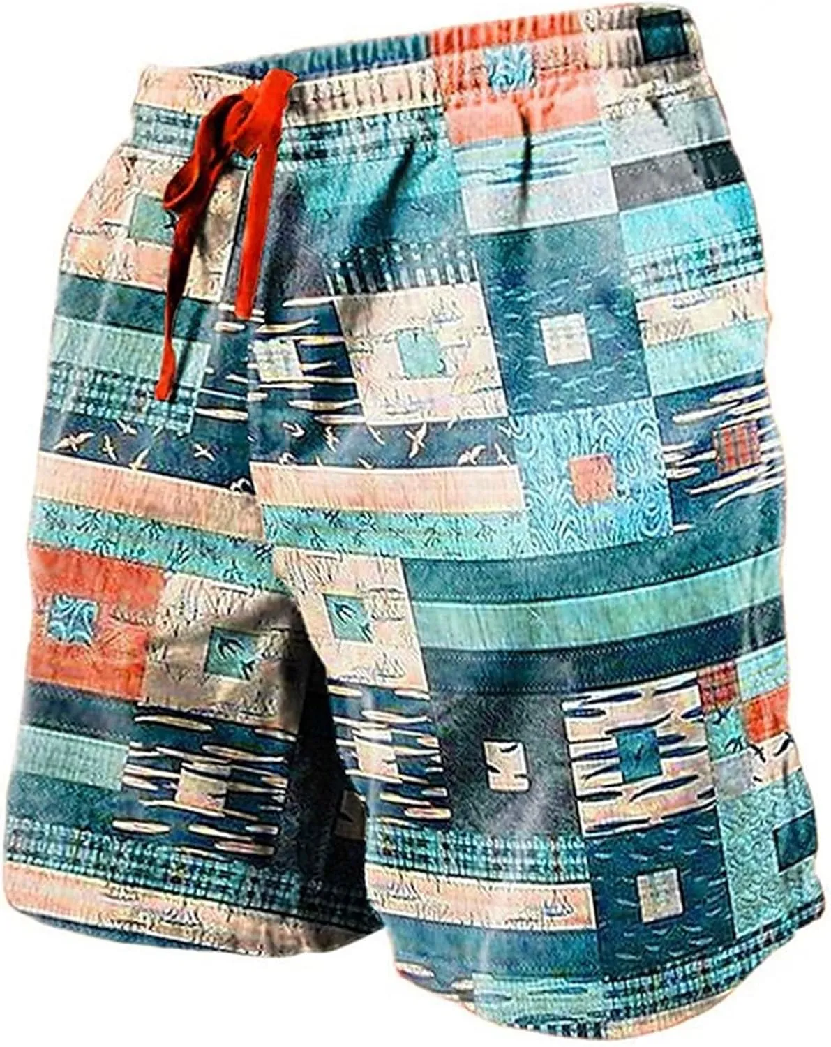 Men Swim Trunks Simple Beach Beach Solid Color Sports Fitness Leisure Pants Quick Dry Board Shorts with Mesh Lining