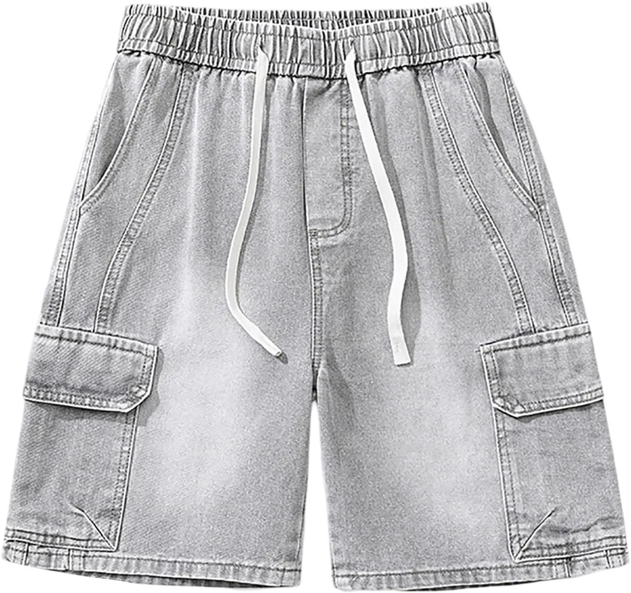 Men's Baggy Jean Shorts Loose Fit Mid Denim Shorts Summer Casual Y2K Hip Hop Streetwear Clothes