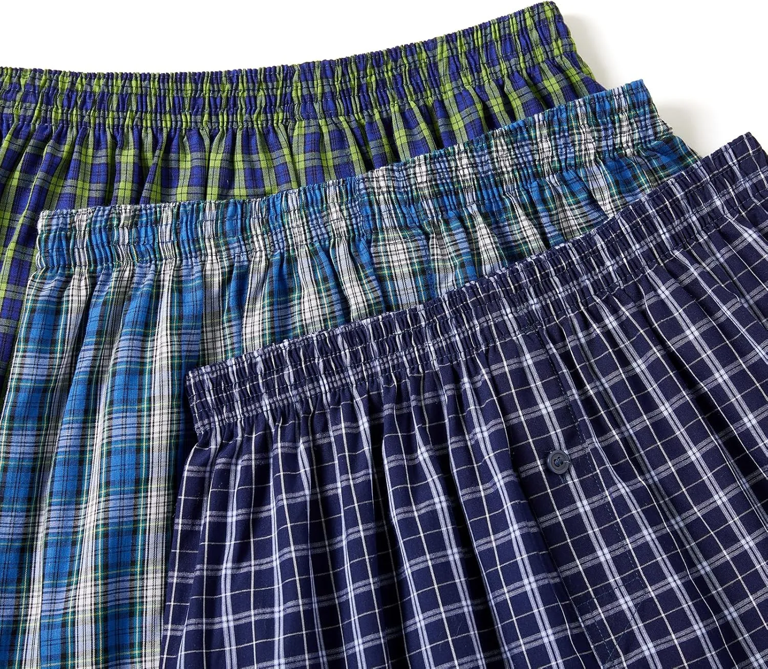 Men's Boxer Shorts 100% Cotton Classic Plaid Woven Boxers for Men Soft Breathable Mens Underwear with Button Fly