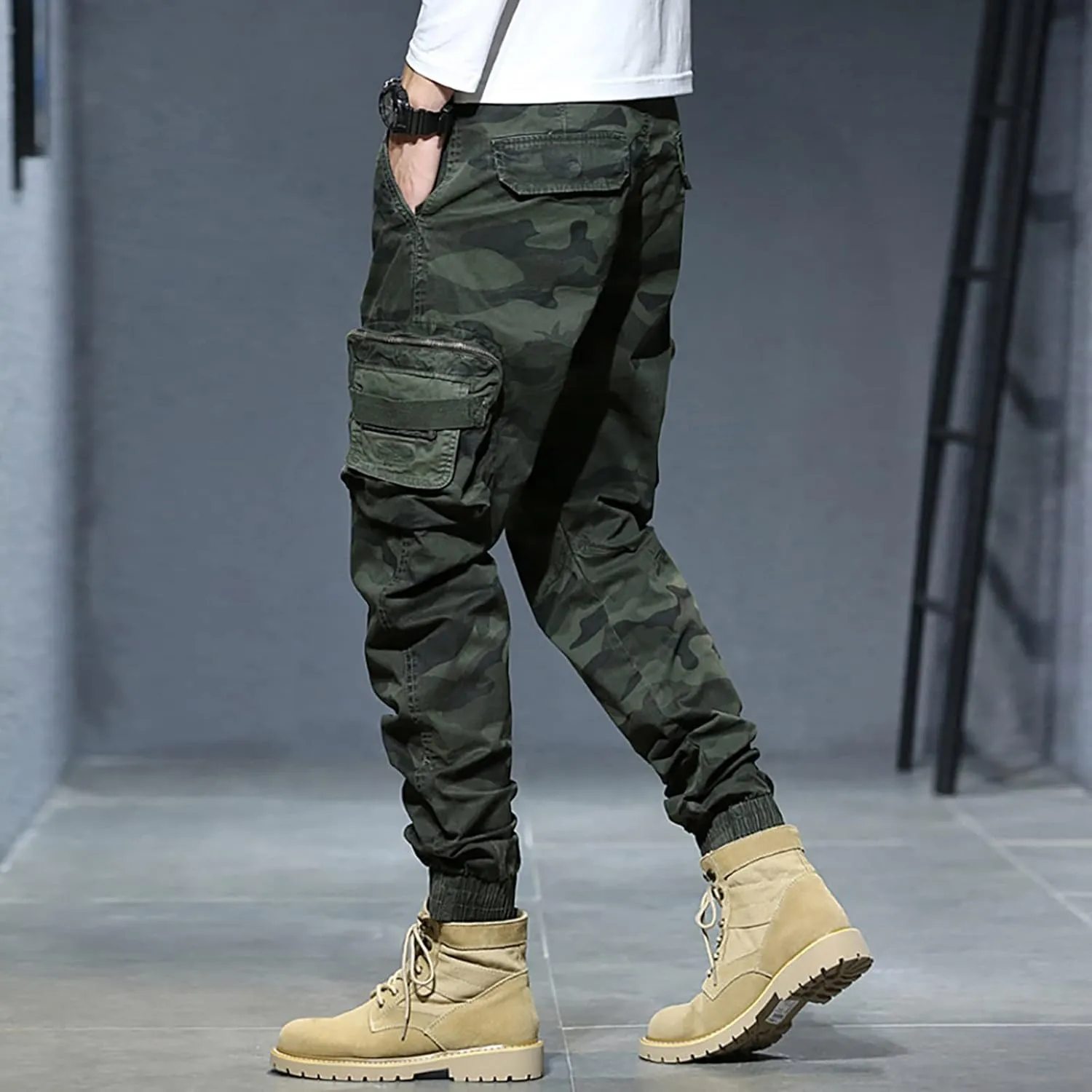 Mens Cargo Work Pants Men's Camouflage Flex Ripstop Tactical Pants Lightweight Hiking Casual Cargo Pants Multi Pockets
