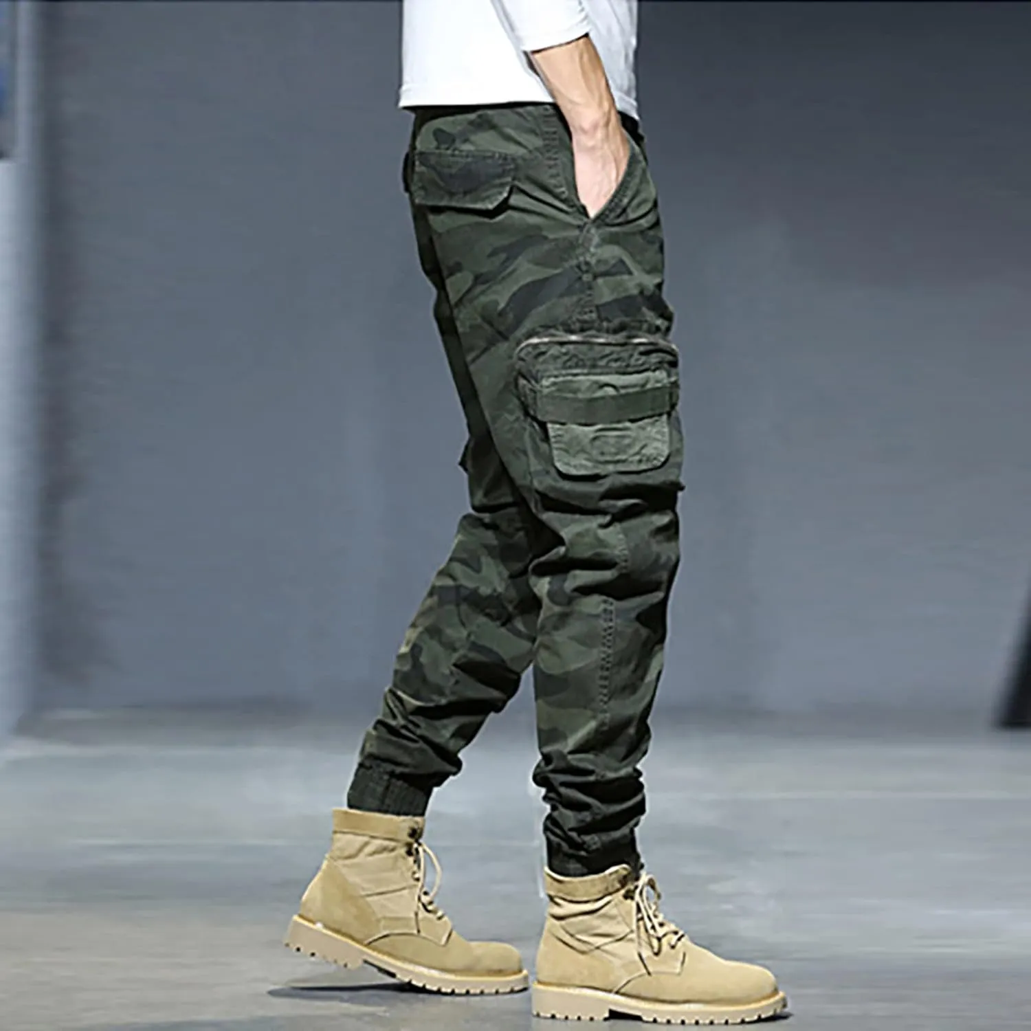 Mens Cargo Work Pants Men's Camouflage Flex Ripstop Tactical Pants Lightweight Hiking Casual Cargo Pants Multi Pockets