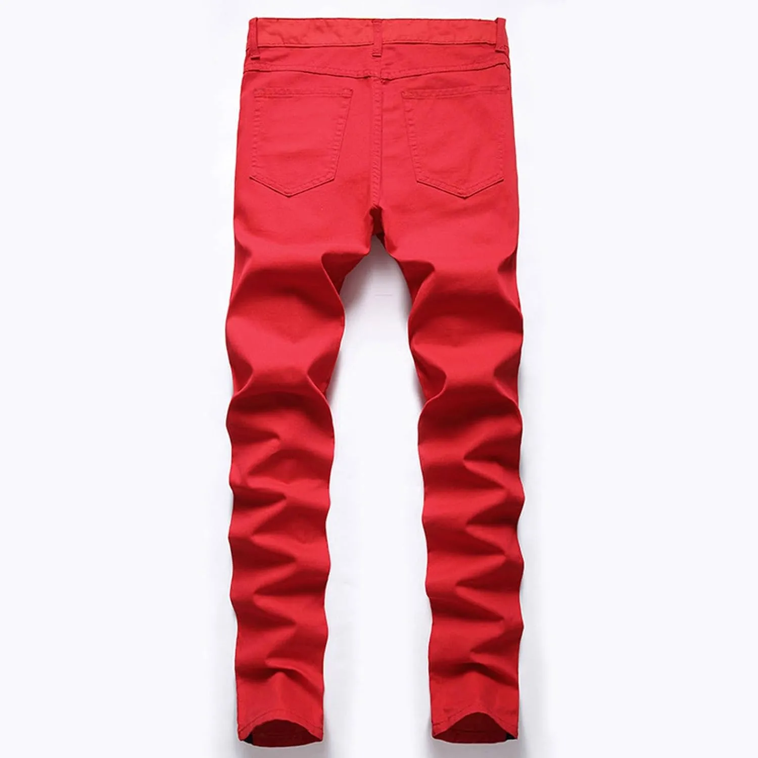 Men's Fashion Brand High Street Buckle Zipper Denim Long Pants Trousers Mens Jean Mens Fitted Jeans Jean