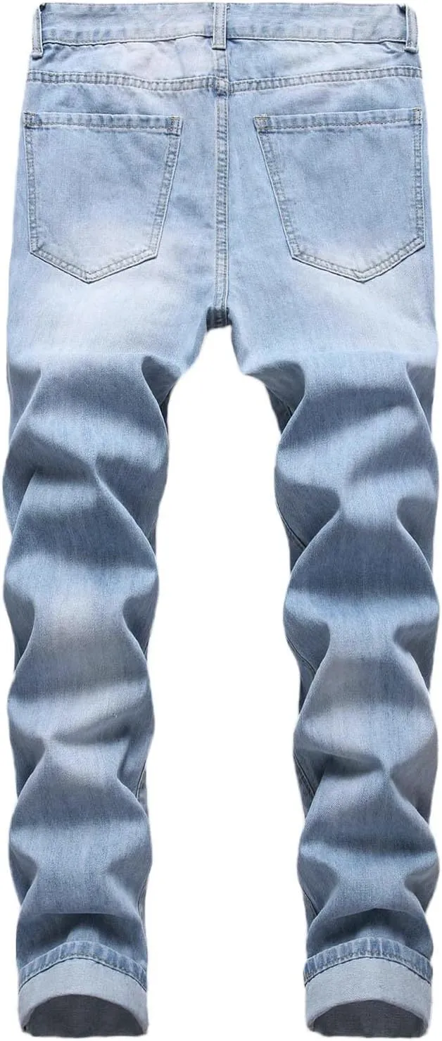 Men's Fashion Brand High Street Buckle Zipper Denim Long Pants Trousers Mens Jean Mens Fitted Jeans Jean