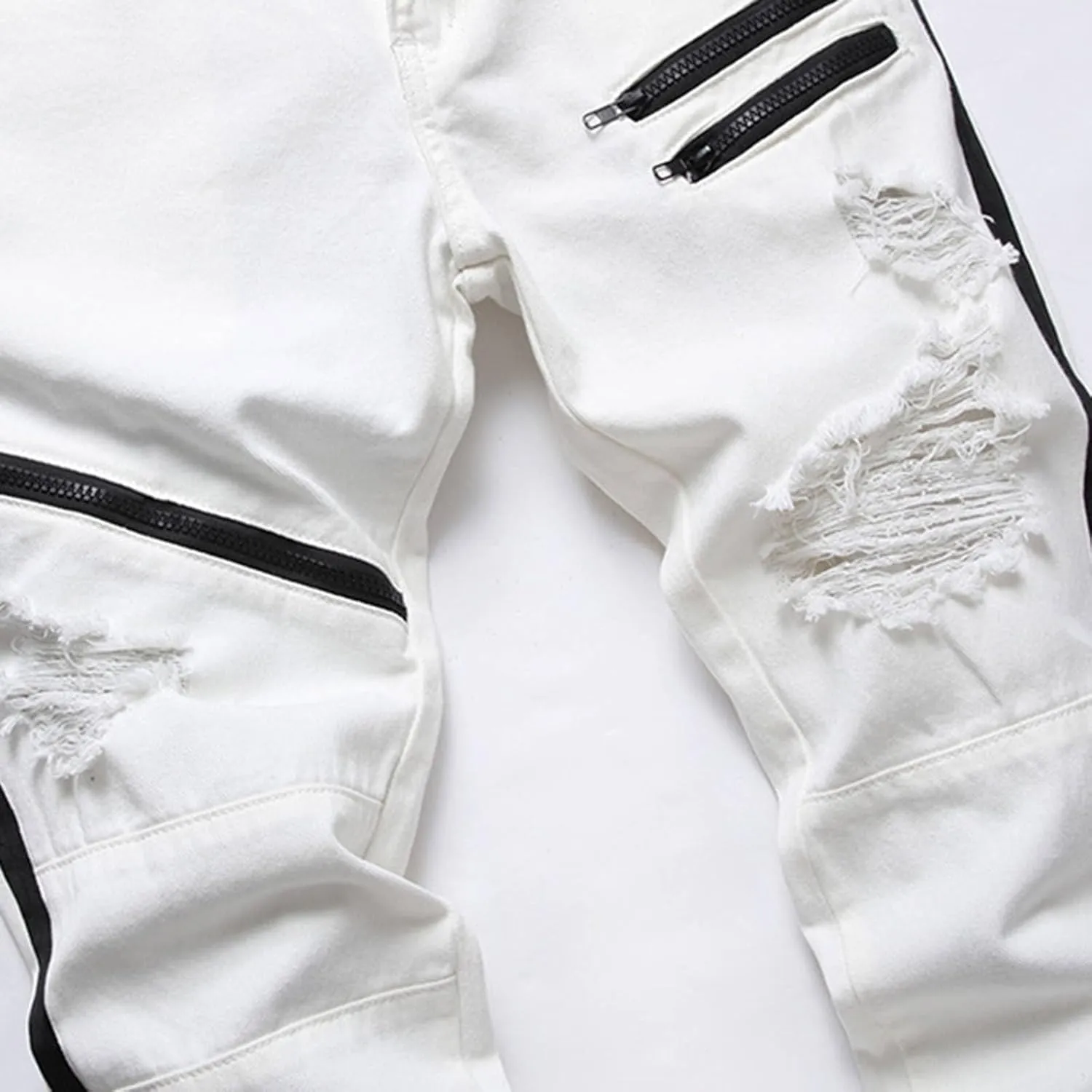 Men's Fashion Brand High Street Buckle Zipper Denim Long Pants Trousers Mens Jean Mens Fitted Jeans Jean