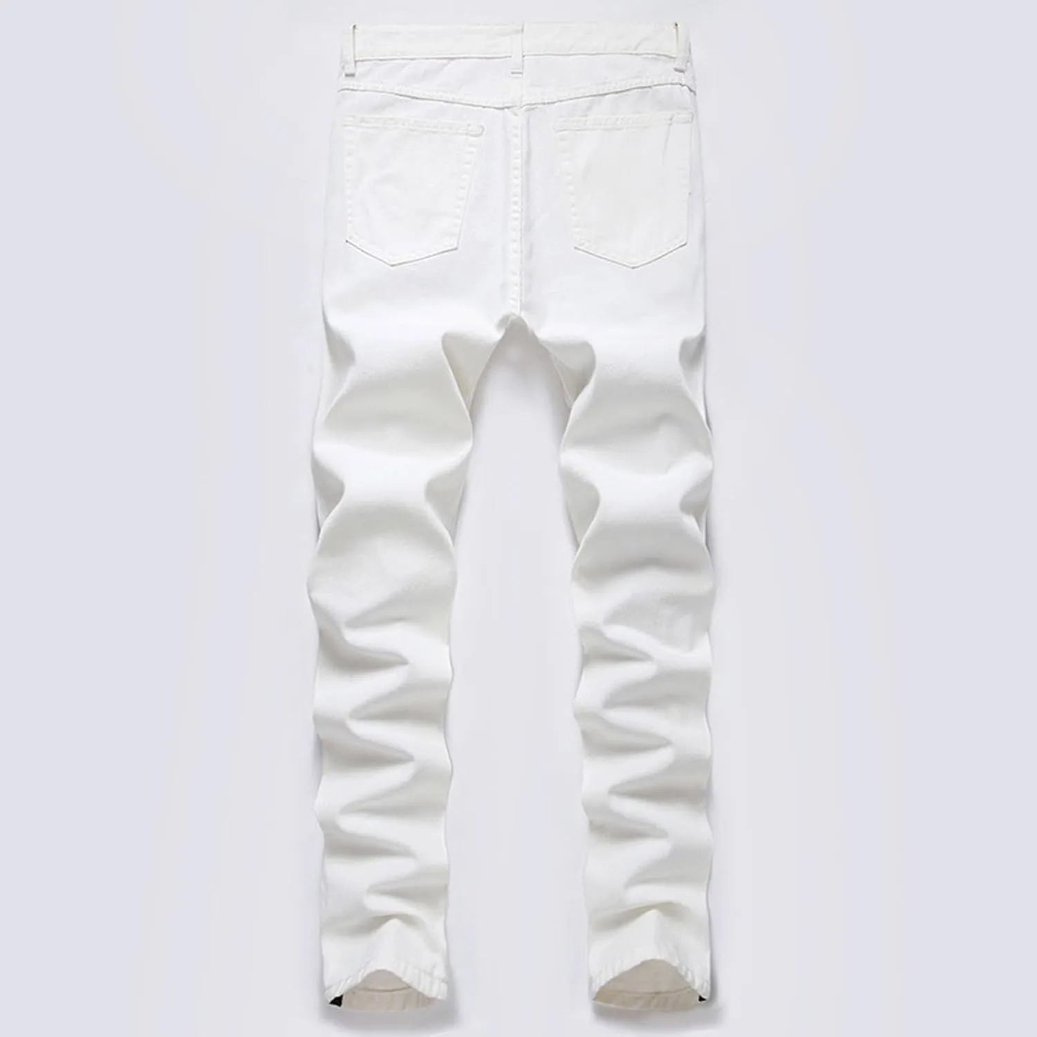 Men's Fashion Brand High Street Buckle Zipper Denim Long Pants Trousers Mens Jean Mens Fitted Jeans Jean