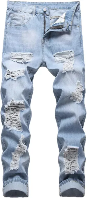 Men's Fashion Brand High Street Buckle Zipper Denim Long Pants Trousers Mens Jean Mens Fitted Jeans Jean